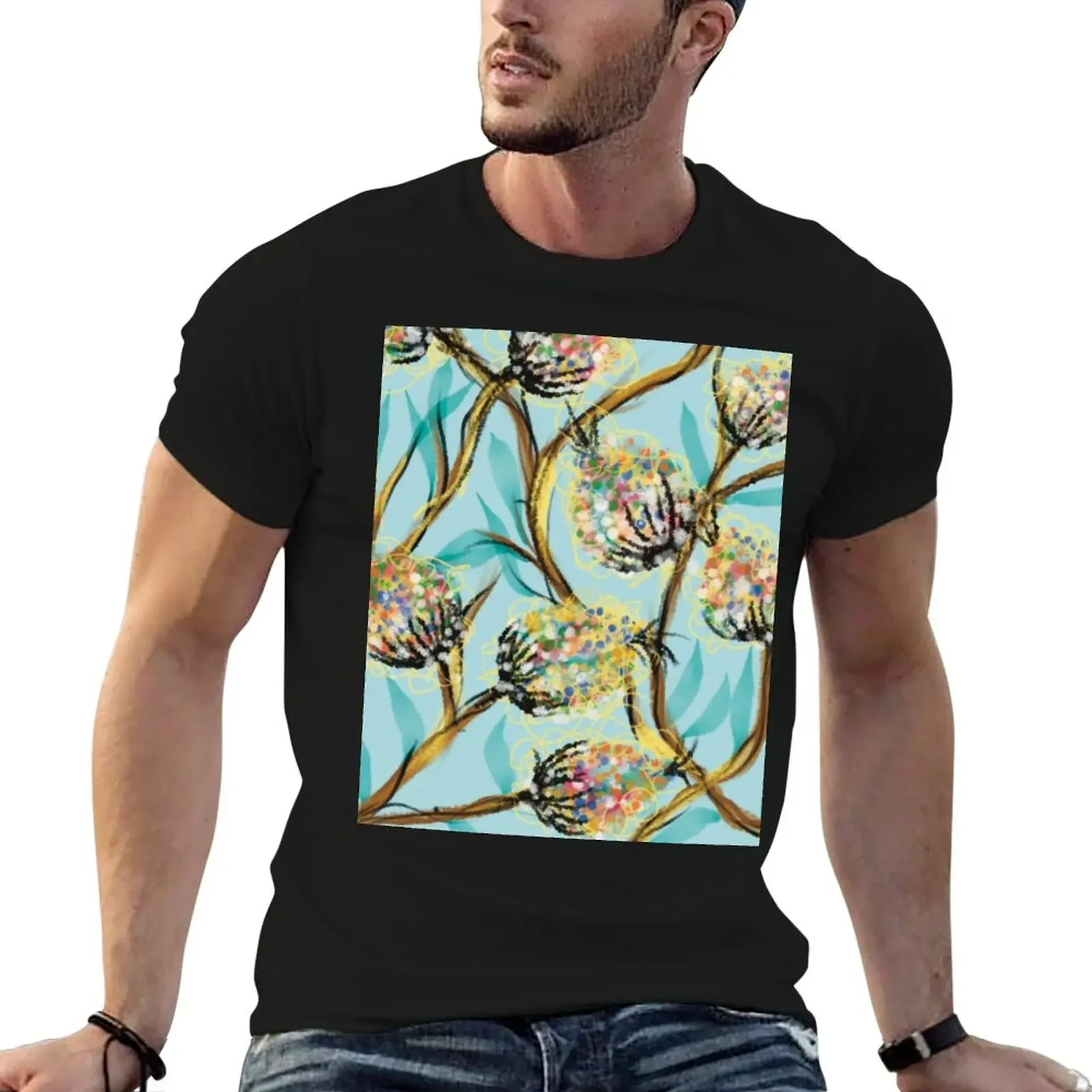 

Whimsical Floral Fantasy T-Shirt man t shirt graphics hippie clothes animal prinfor boys black t-shirts for men