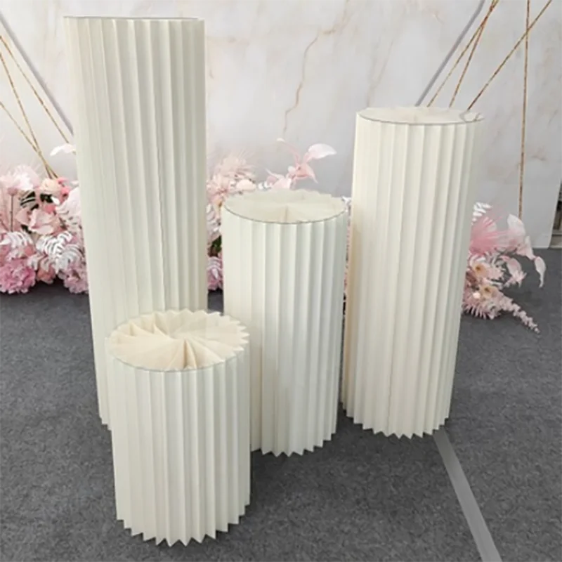 Wedding Props for Party, Origami Round Pillar, Cake, Dessert Table, Folding Roman Column, Ornaments, Road Arrangement Decor, 1Pc