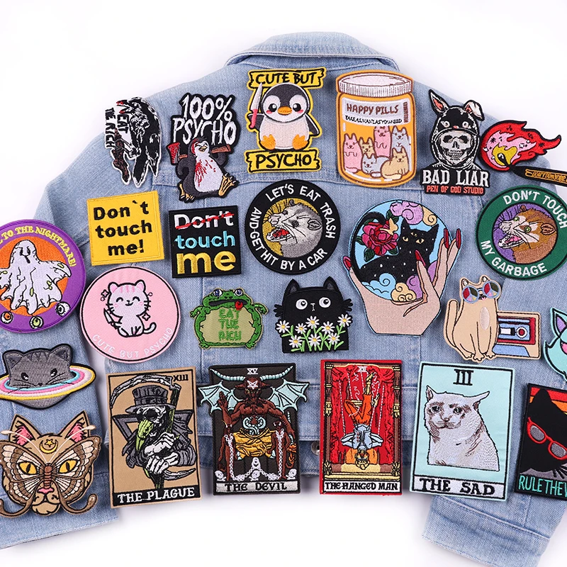 Cartoon/Animal Embroidered Patches Cat Patch Jackets Sew Applique Iron On Patches For Clothing thermoadhesive Patches On Clothes