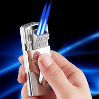 2025 Dual Flame Cigar Torch Lighter Windproof Recessed Ignition Butane Gas & Refueling Lighter Valve Gifts for Men Survival Gear