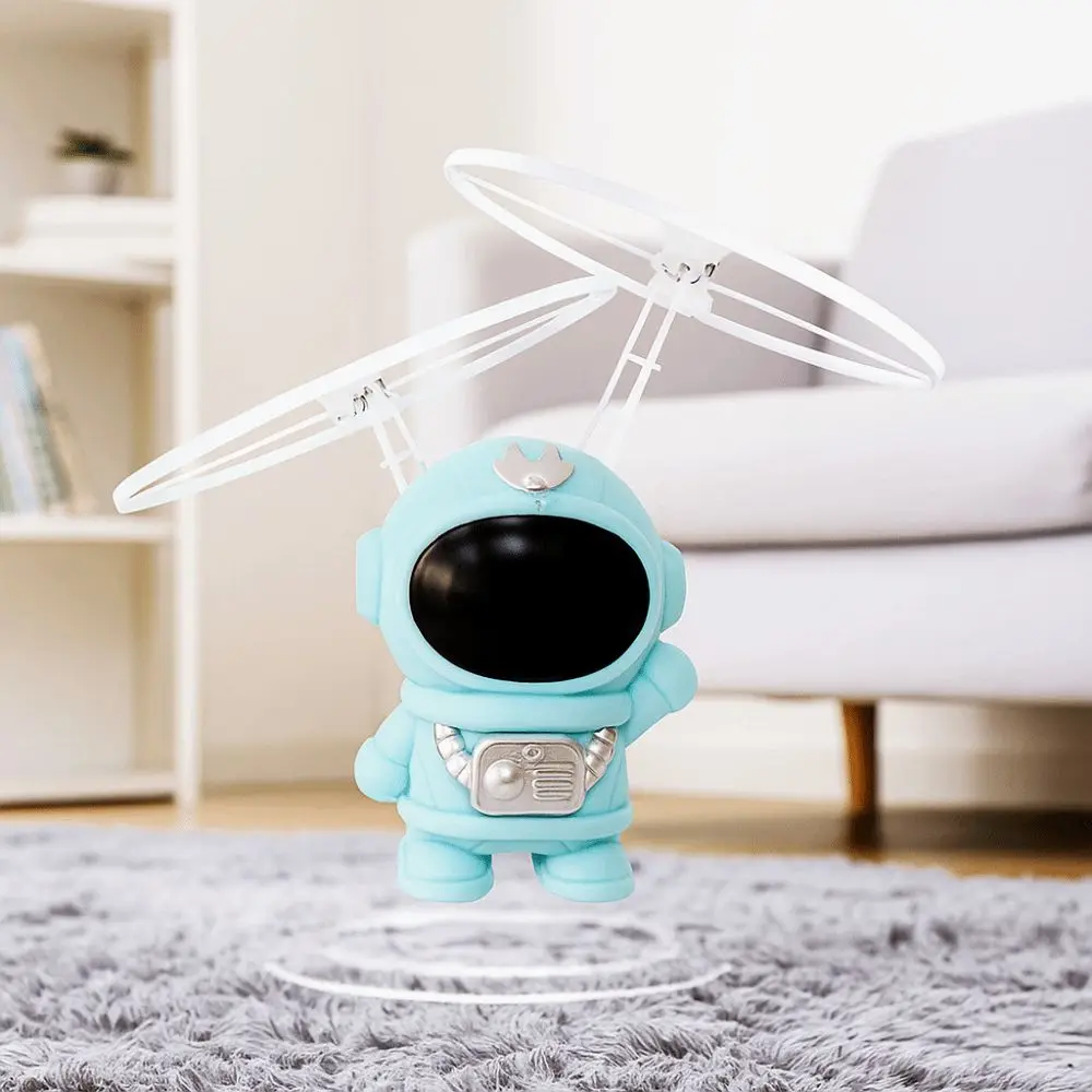 Cartoon Spaceman USB Charging Flying Robot Dual Wings Lights Spinning Gyro Colorful Luminous Fingertip Gyro Outdoor Play