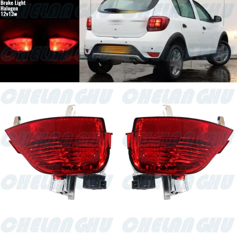 For Dacia Logan Sedan / Sandero Hatchback / Sandero Stepway MK2 Facelift 2017 2018 2019 1 Pair Rear Bumper Light Lamp Reflector