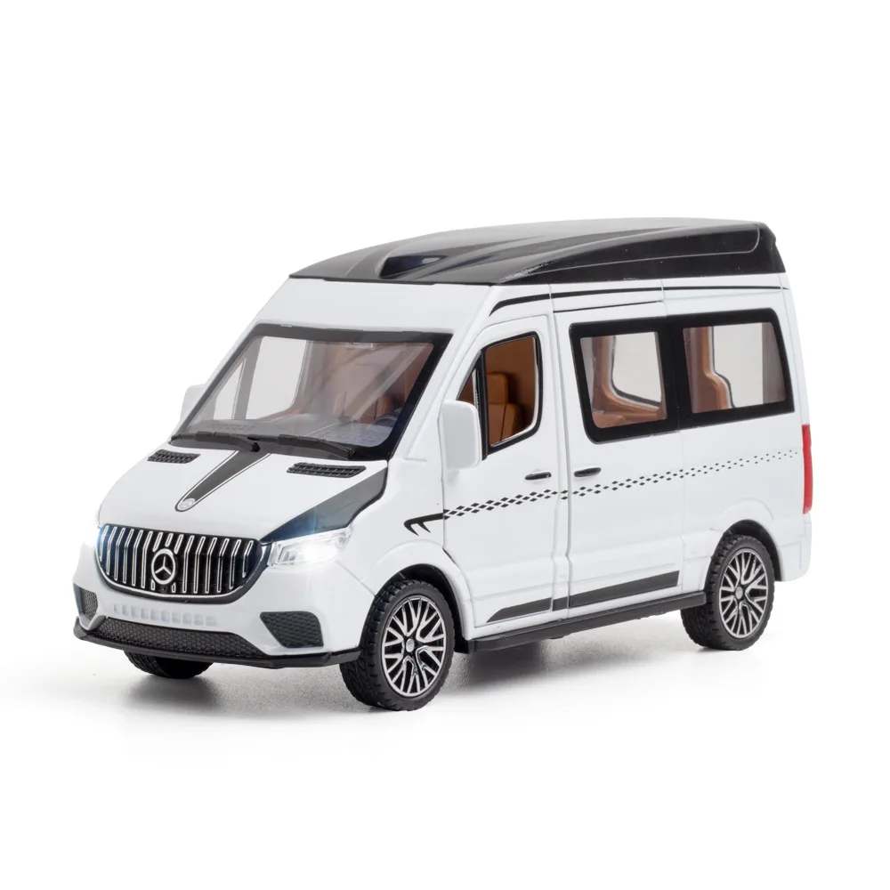 Voiture jouet en alliage moulé sous pression 1:24, modèle MPV Benz Sprinter, son et lumière, voitures de traction en métal, cadeaux pour enfants garçons