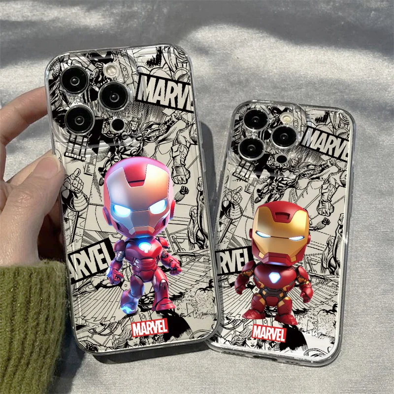 Marvel Iron Man Cool For Redmi 10X 12C Note 11 12 13R POCO X3 4 6 M4 5S 6 F5 Mi 14 Transparent Space Phone Case Funda Cover Capa