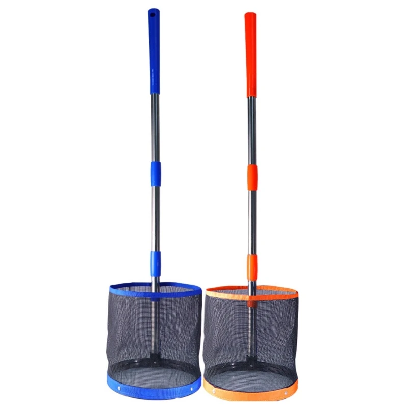 99cm Stainless Steel Pole Ping Pong Ball Picker Round Bucket Table Tennis Ball Collector, Able To Contain 140 Pcs Balls