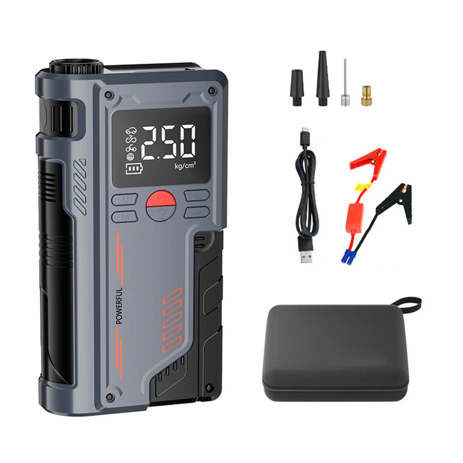 14.8V Tire Inflator Car Emergency Power Jump Starter 10000mAh Air Pump Battery Booster Device Power Bank with Storage Bag Tools