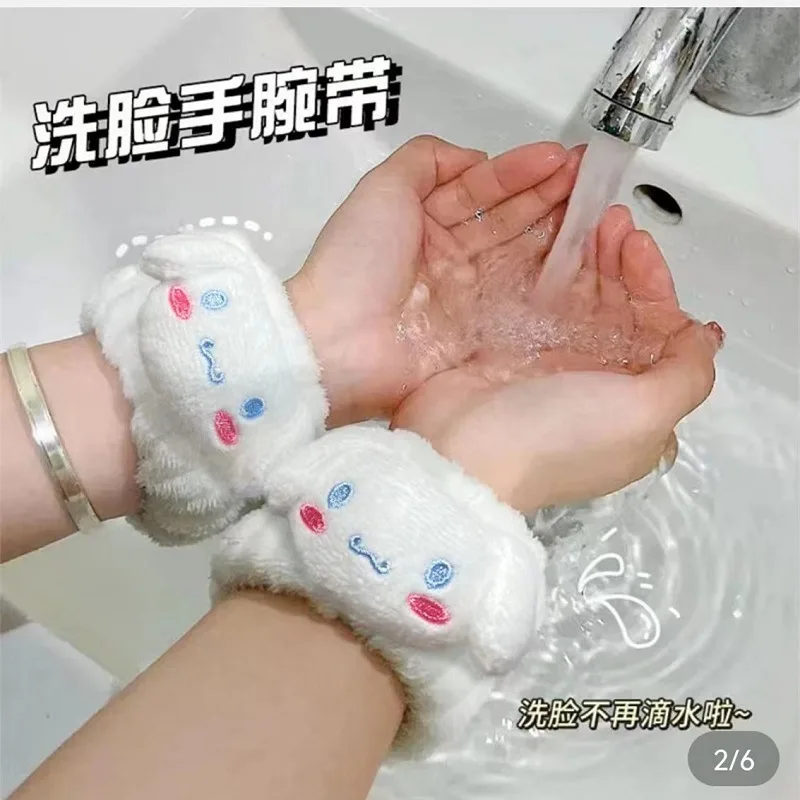 Cinnamoroll Anime Kawaii Sanrio Face Wash Wrist Strap Cute Cartoon Plush Doll My Melody Absorbent Headband Girls Gifts