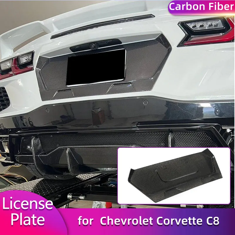 

Carbon Fiber Rear Bumper License Plate Frame for Chevrolet Corvette C8 2020-2025 Car Racing Rear License Plate Frame Cover Trim