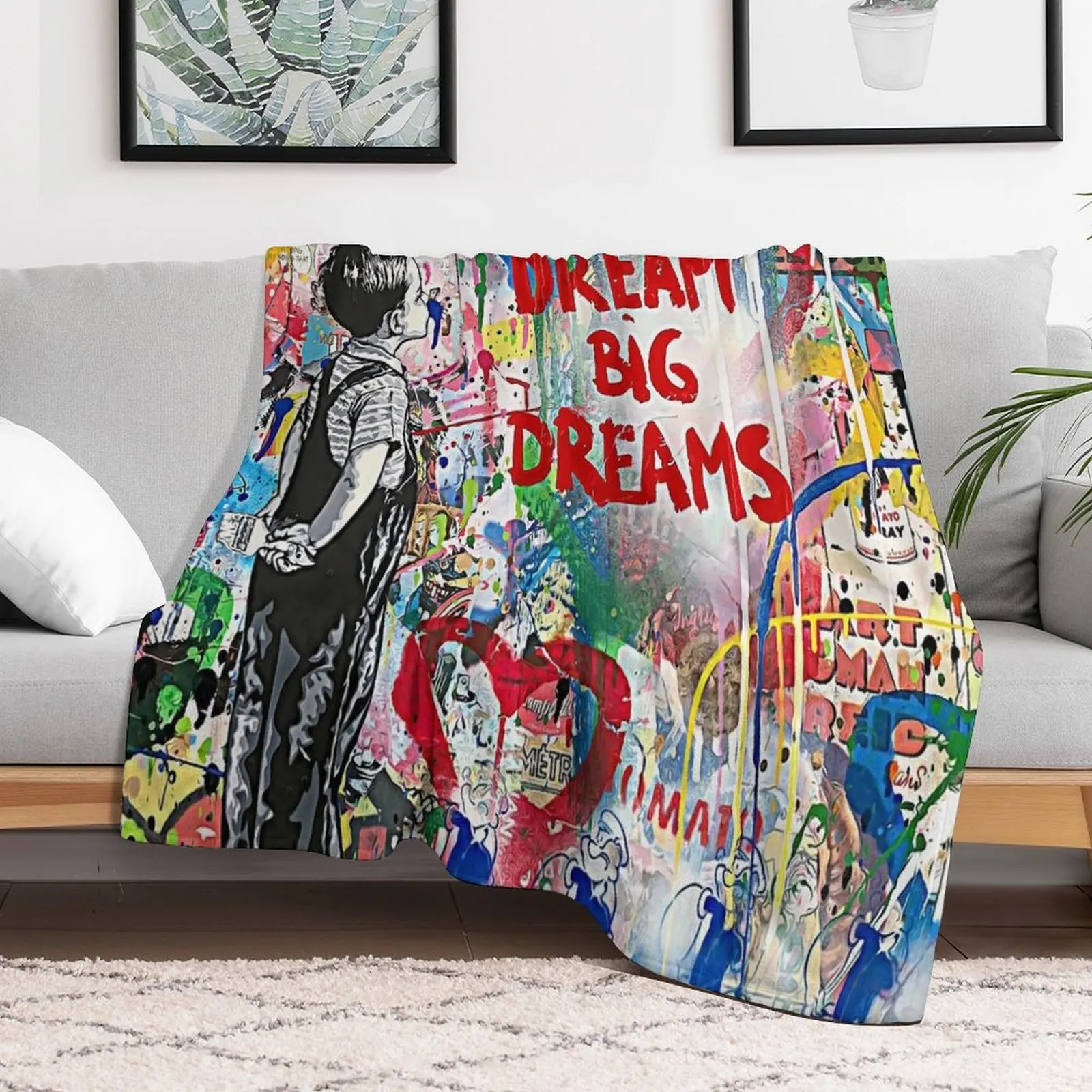 

Banksy Dream Big Dreams Throw Blanket Cute Plaid Stuffeds Flannel manga Blankets Bed linens Retros Blankets