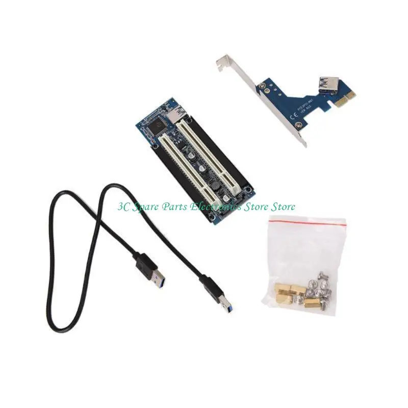 SZ PCIE to Double PCI Card High Efficiency Adapter Converter Board with USB Cable for Desktop PC ASM1083 Chip
