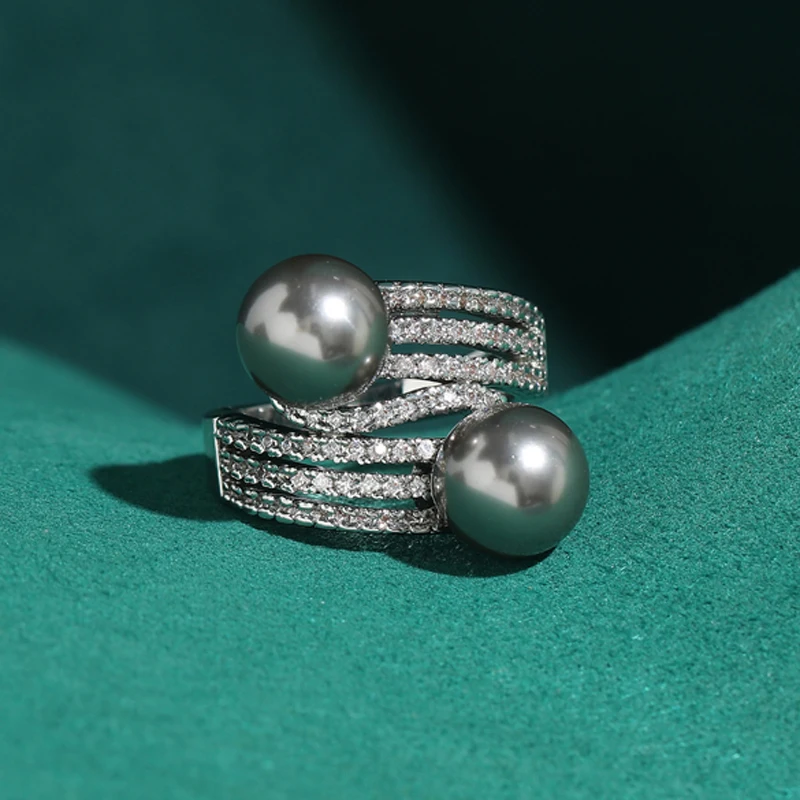 

Vintage Grey Pearl Rings Antique Silver Plated Cross Unique Designer Retro For Ladies Brand Figure Accessories Luxury 2026