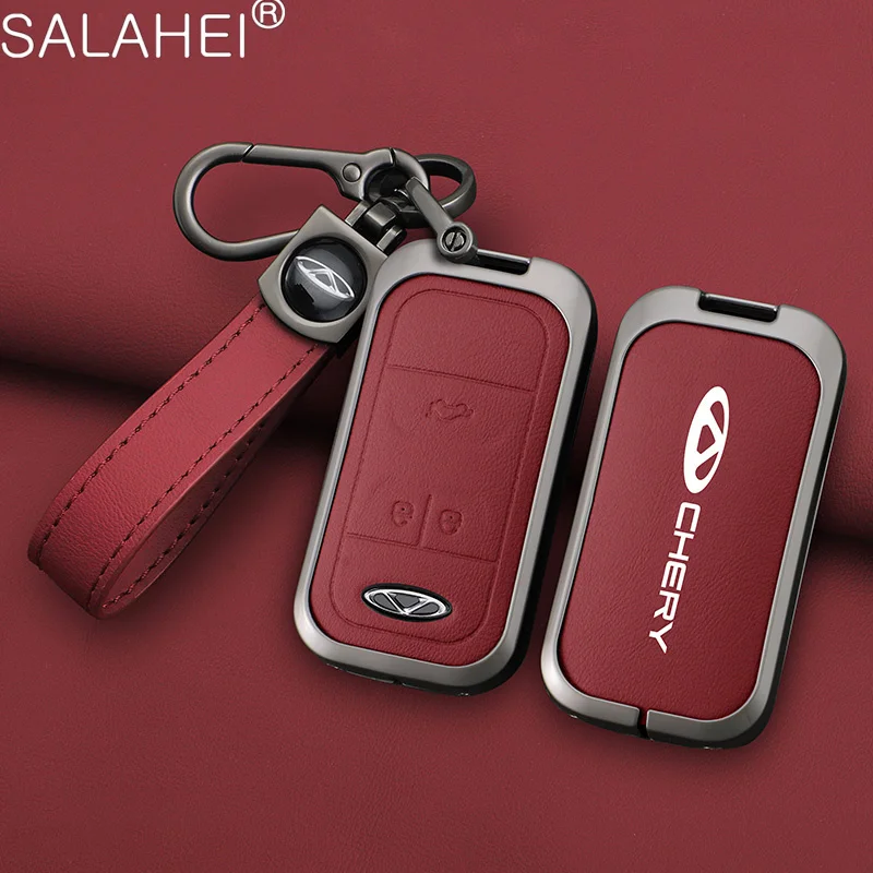 

Leather Car Smart Key Case Fob Cover Shell Bag For Chery Arrizo Tiggo 3 5X 4 8 Glx 7 2019 2020 Protector Keychain Accessories