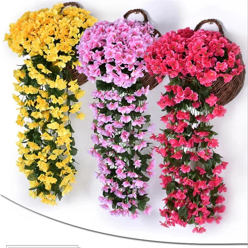 100CM Violet Artificial Flower Party Decoration Simulation Valentine S Day Wedding Wall Hanging Basket Flower Orchid Fake Flower