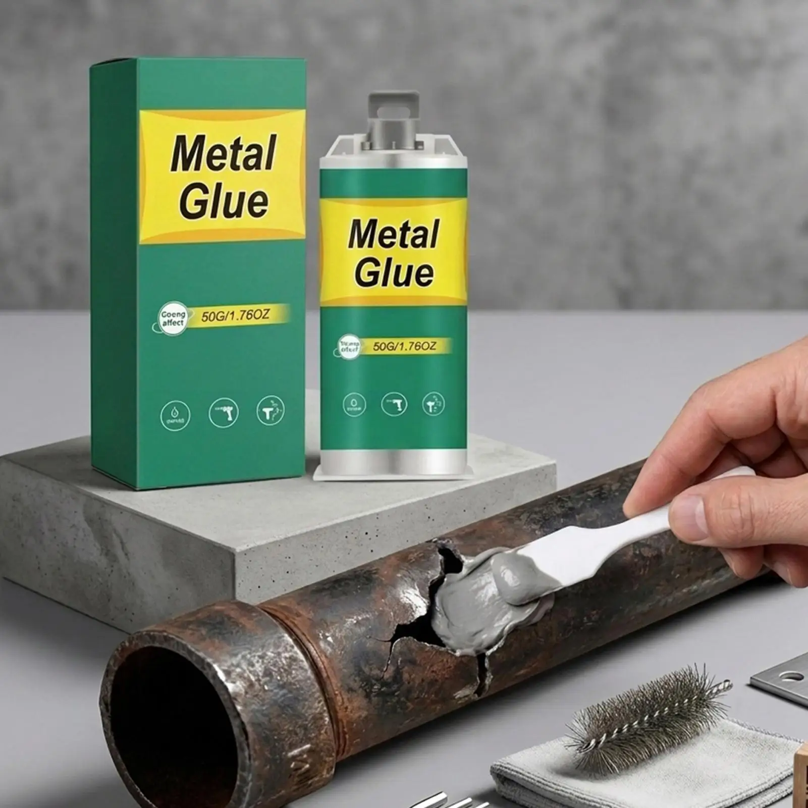 Metal Bonding Adhesive 50g Welding Repair Adhesive Metal Curing Glue for Home Outdoor Industry Mechanics Crafts Wood Glass