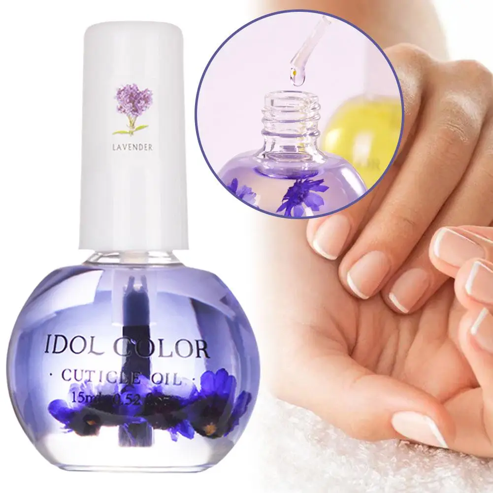 Óleo Revitalizador de Cutícula de Unhas para Mulheres, Óleo Nutricional, Óleo Nutricional, Flores Secas, Amolecimento, 15ml