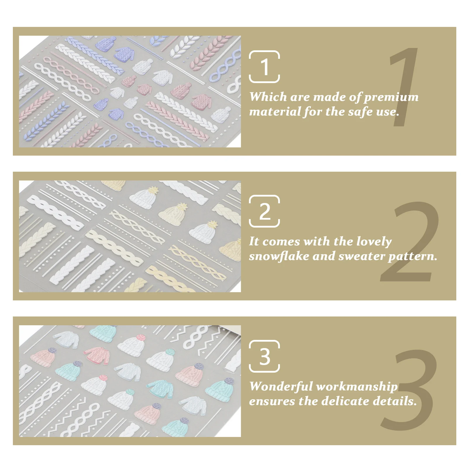 

4Sets Nail Art Stickers Xmas Snowflake Sweater Pattern Manicure DIY Nail Decoration Xmas Themed Decals Manicure DIY Stickers