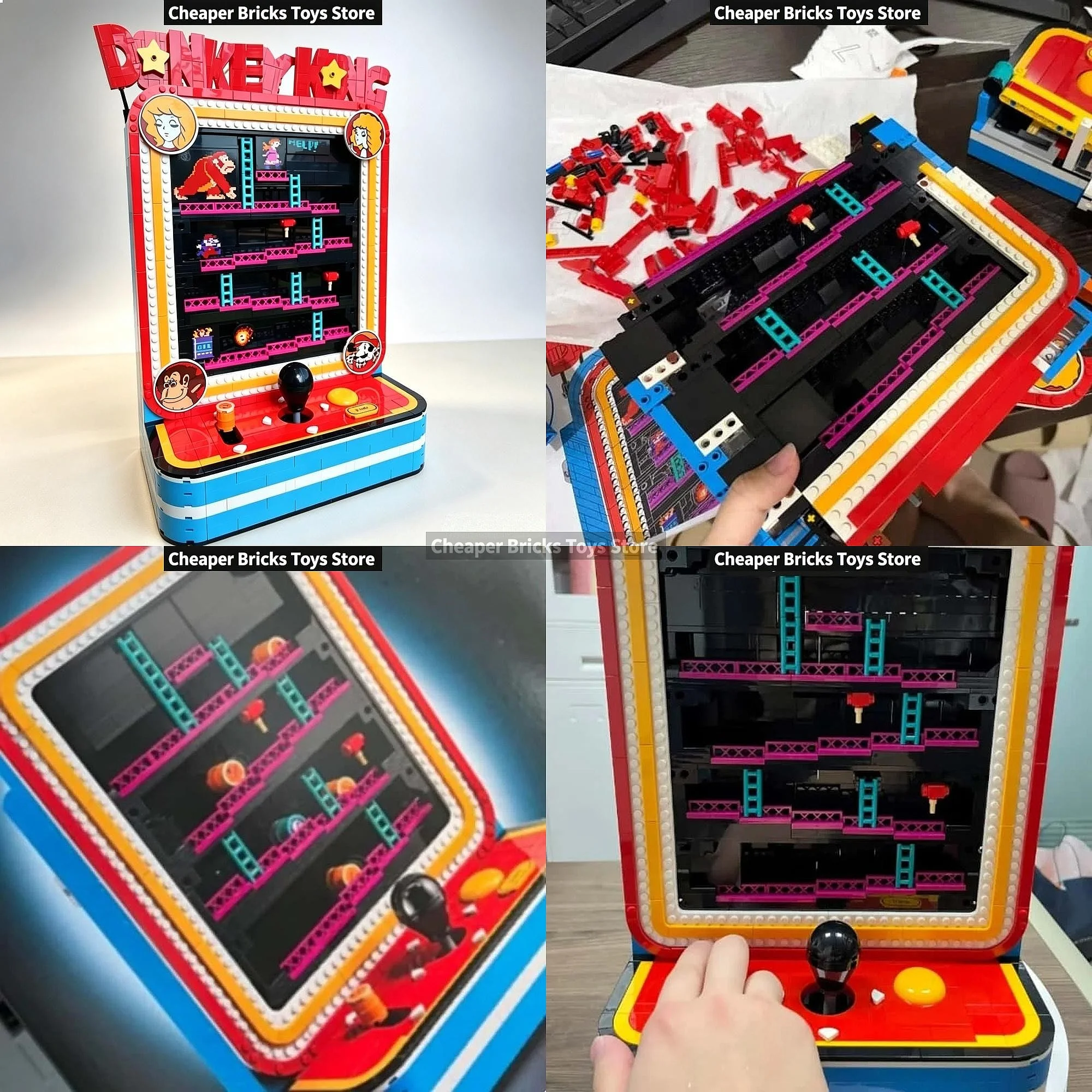 Gaming Console Display Cabinet - Gaming Building Blocks Cabinet Vintage Game