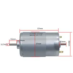 Micro RS-555 Electric Motor 12V~24V 8000RPM Low Speed Double Dual Shaft