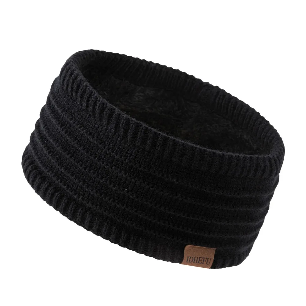 

Fashion Warm Winter Headbands Fleece Lining Wide Edge Knitted Headbands Thicken Windproof Headscarf Hair Accessories