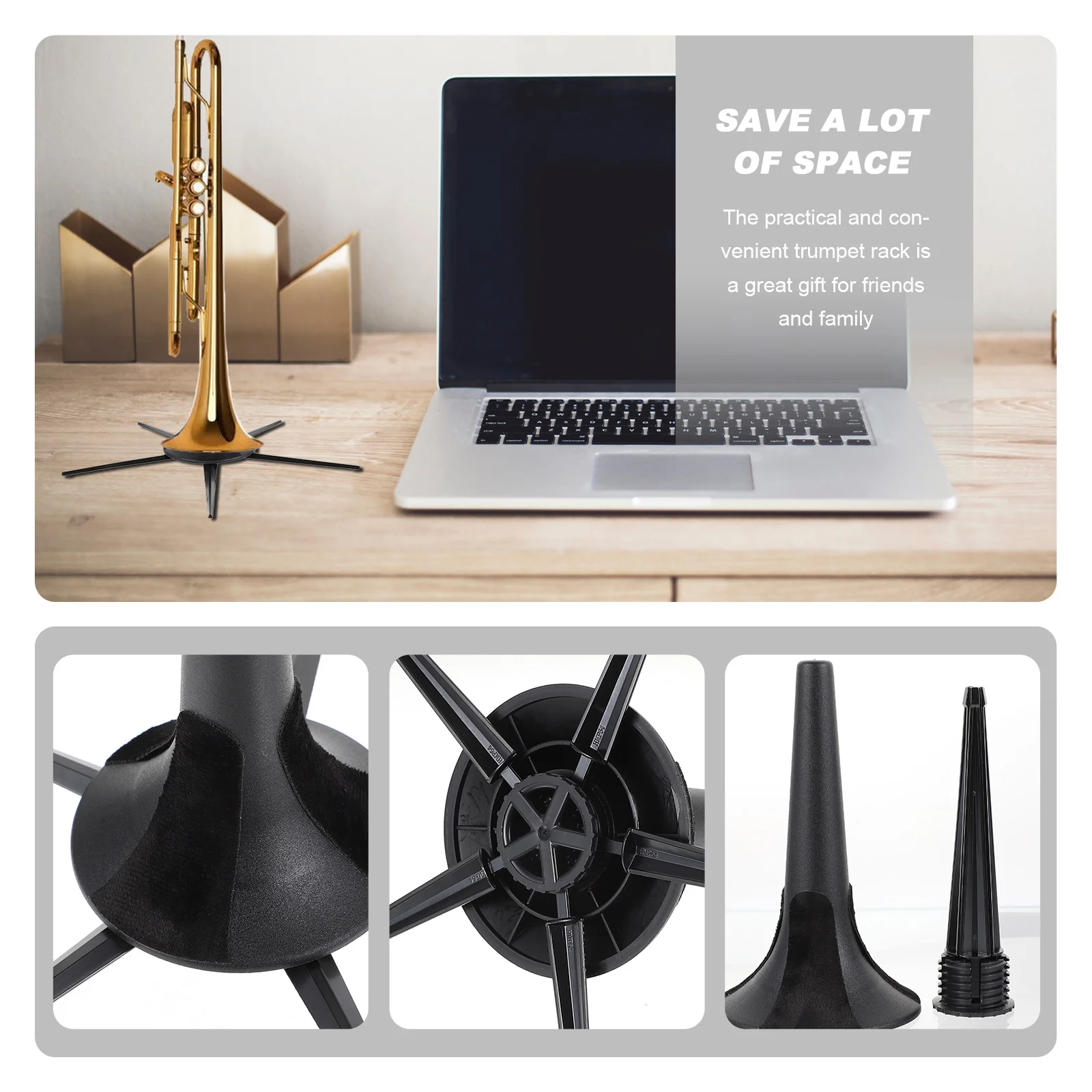 

Five Leg Detachable Foldable Trumpet Stand Portable ABS Zinc Alloy Stable Musical Instrument Display Holder Rack