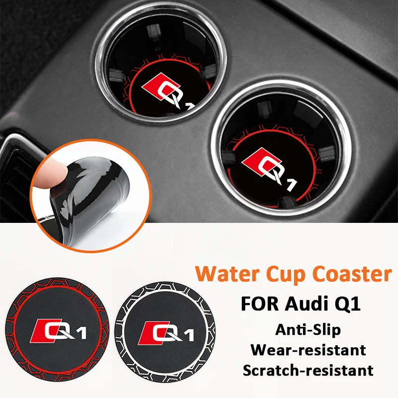 

2PCS Car Non-Slip Silicone Cup Pad Holder Water Cup Coaster Interior Decoration Accessories For Audi Q1 Q2 Q3 Q4 Q5 Q6 Q7 Q8