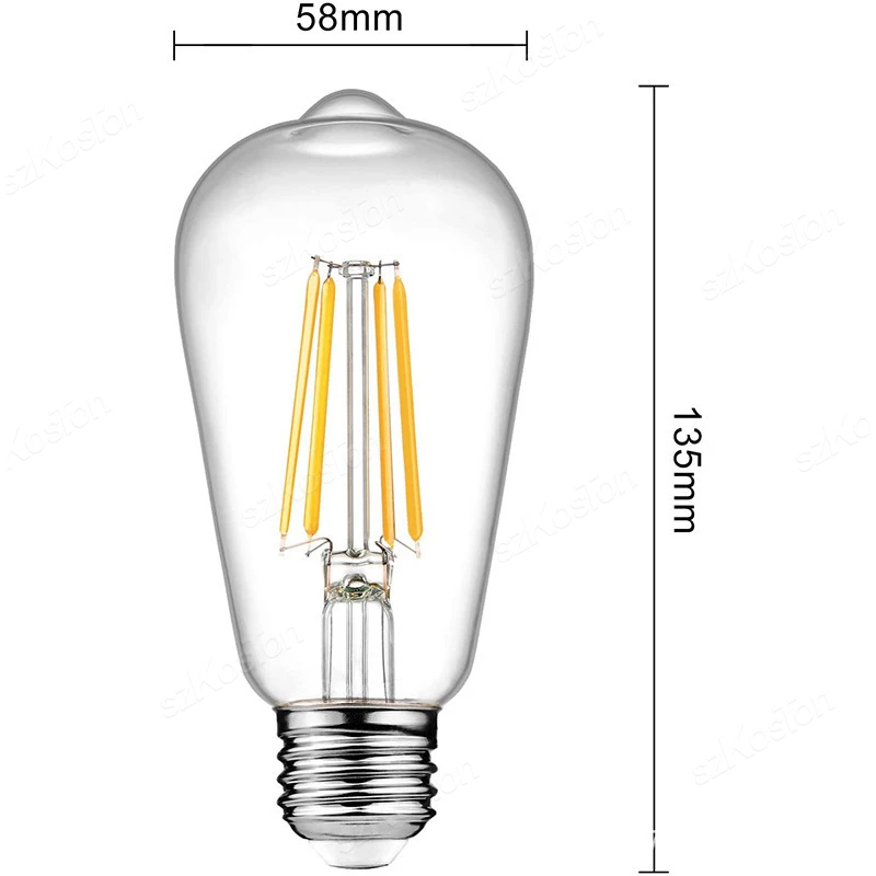 Cozylife-lâmpada led inteligente com wifi, lâmpada de filamento retro, regulável, luz branca quente, controle de voz, alexa e google, 2 pcs/lot, st64 e27