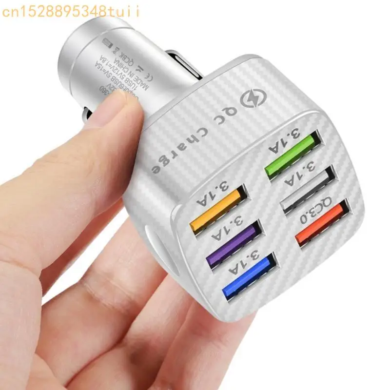

Y4QF Fast Speed 6 Port USB Car QC3.0 30W Adapter for Cigarettes Provides Safe Charging