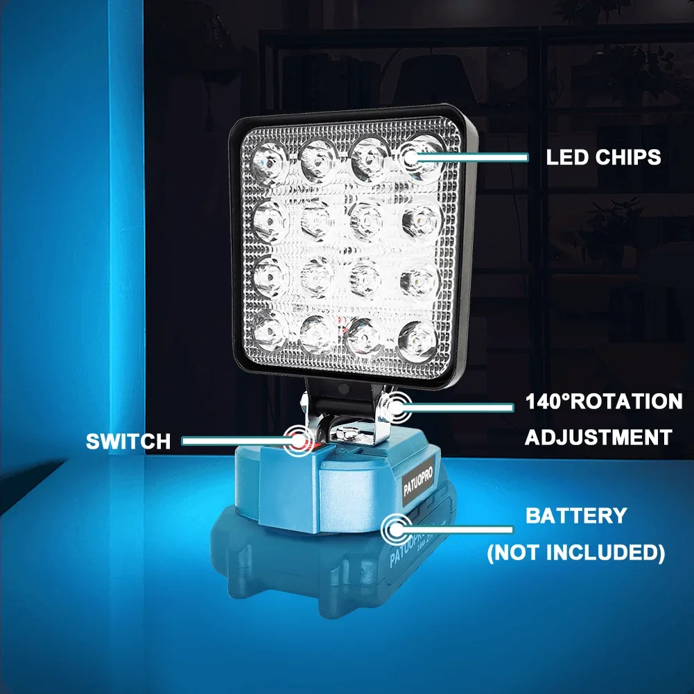 Imagem -05 - Luz de Trabalho Elétrica sem Fio Led Spotlight Lanterna Lanterna de Luz de Inundação para Makita 18v Bateria sem Bateria