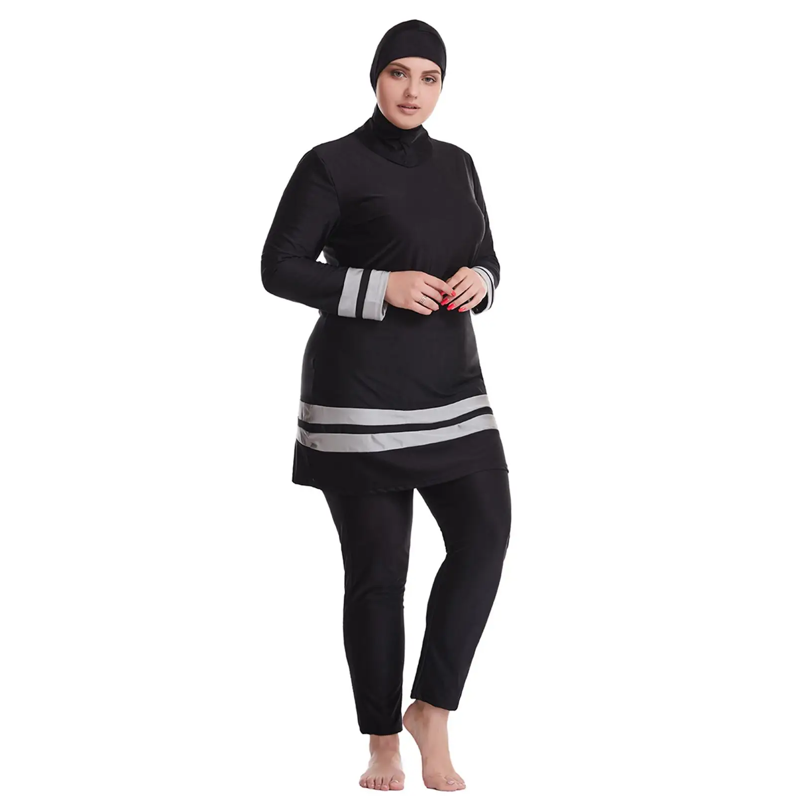 Full Cover Modest Swimwear Loose Three Piece Set Sports Bathing Suit for Summer Beach Outfits