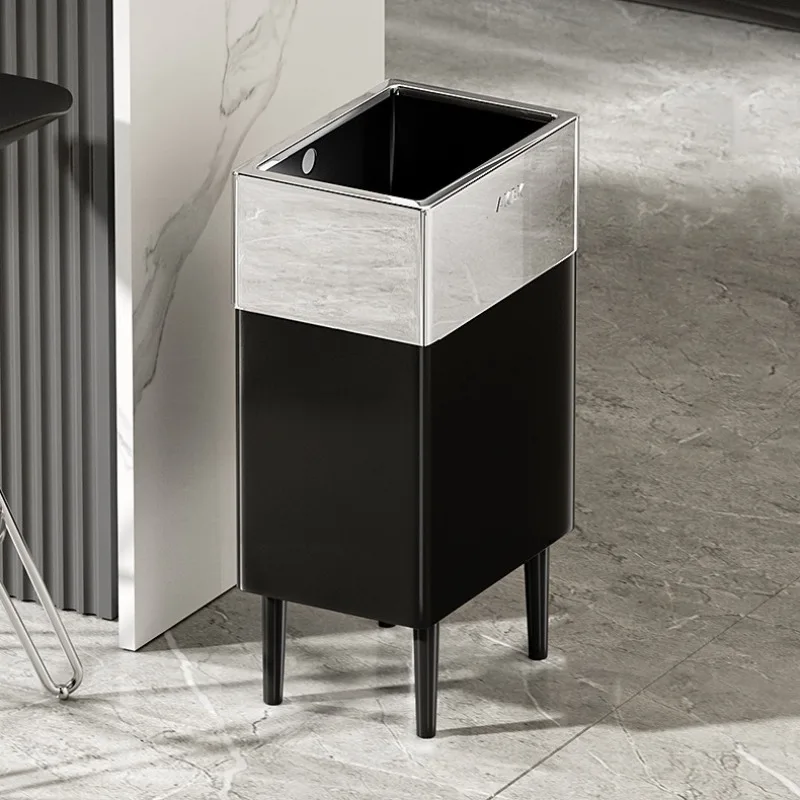 Stainless Steel Trash Can Large Capacity Uncovered Trash Bin Modern Minimalist Household Garbage Bins Kitchen Clean Accessories
