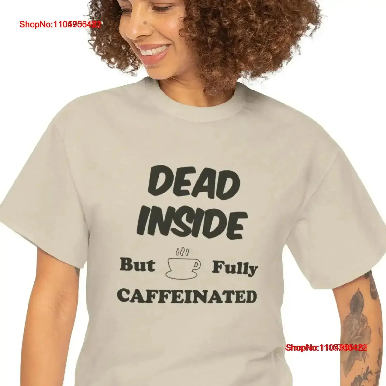 Dead Inside but Fully Caffeinated Coffee Lover T Shirt vintage Washed Casual fashion Versatile Stretched Comfortable vintage