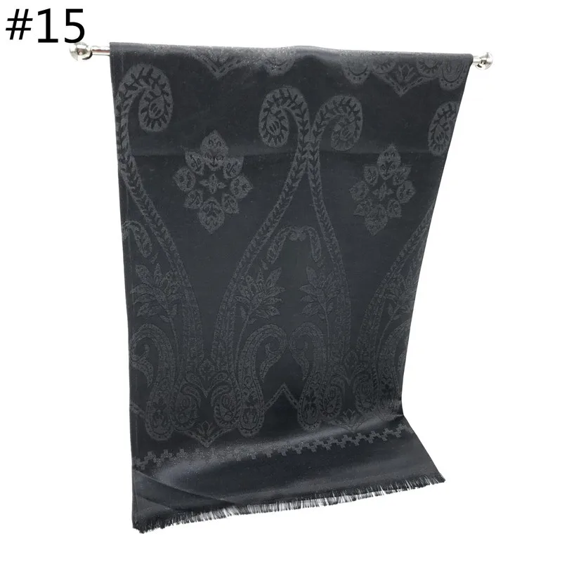 Cross-Border AliExpress Artificial Silk Gold Silk Dark Flower Scarf Solid Color Two Ends Short Beard Lace Shawl Women's Scarf