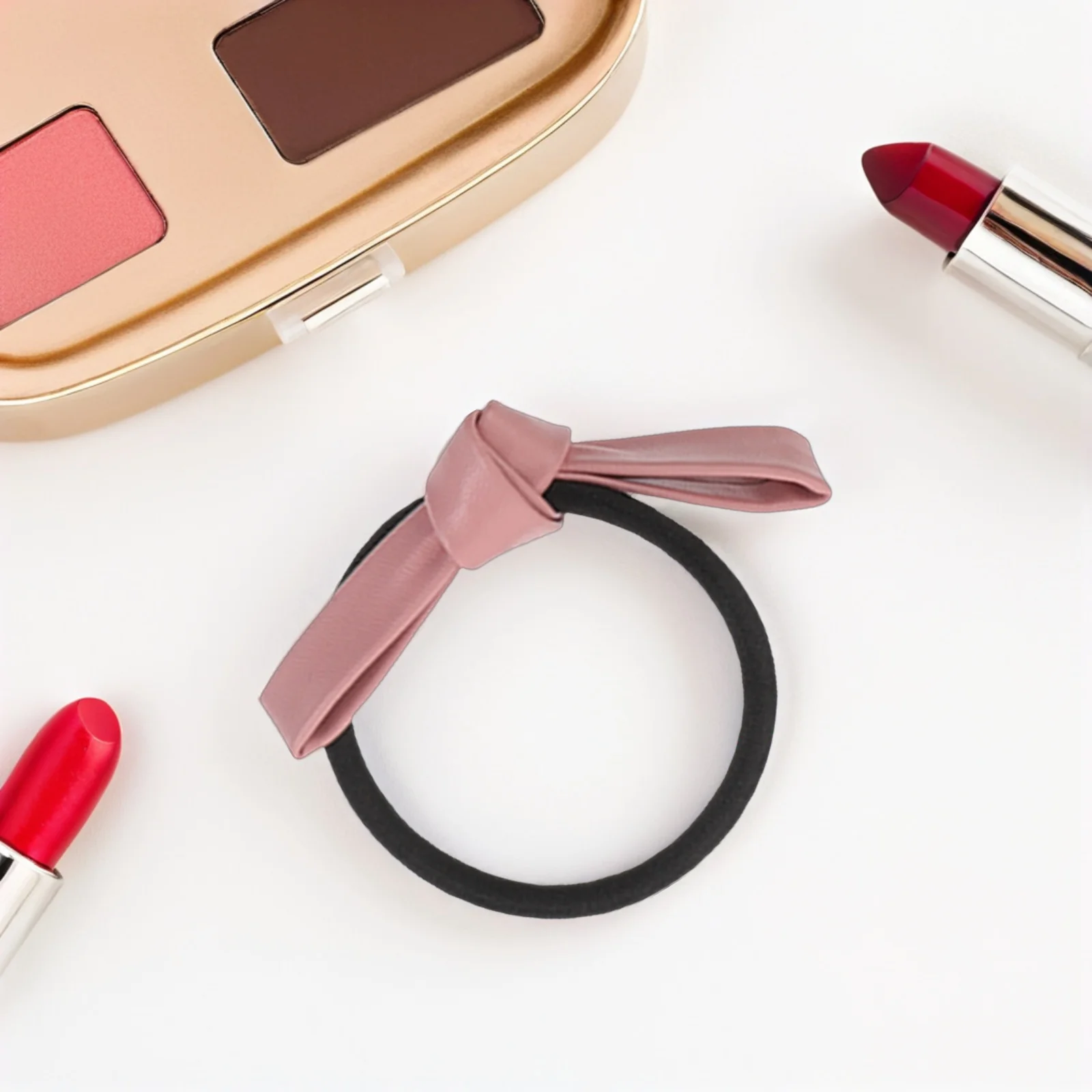 

12pcs Pu Bow Ties Cute Elastic Ponytail Holders Women Girls Durable Accessories For Daily Work Party Small Knotted Hair Bands