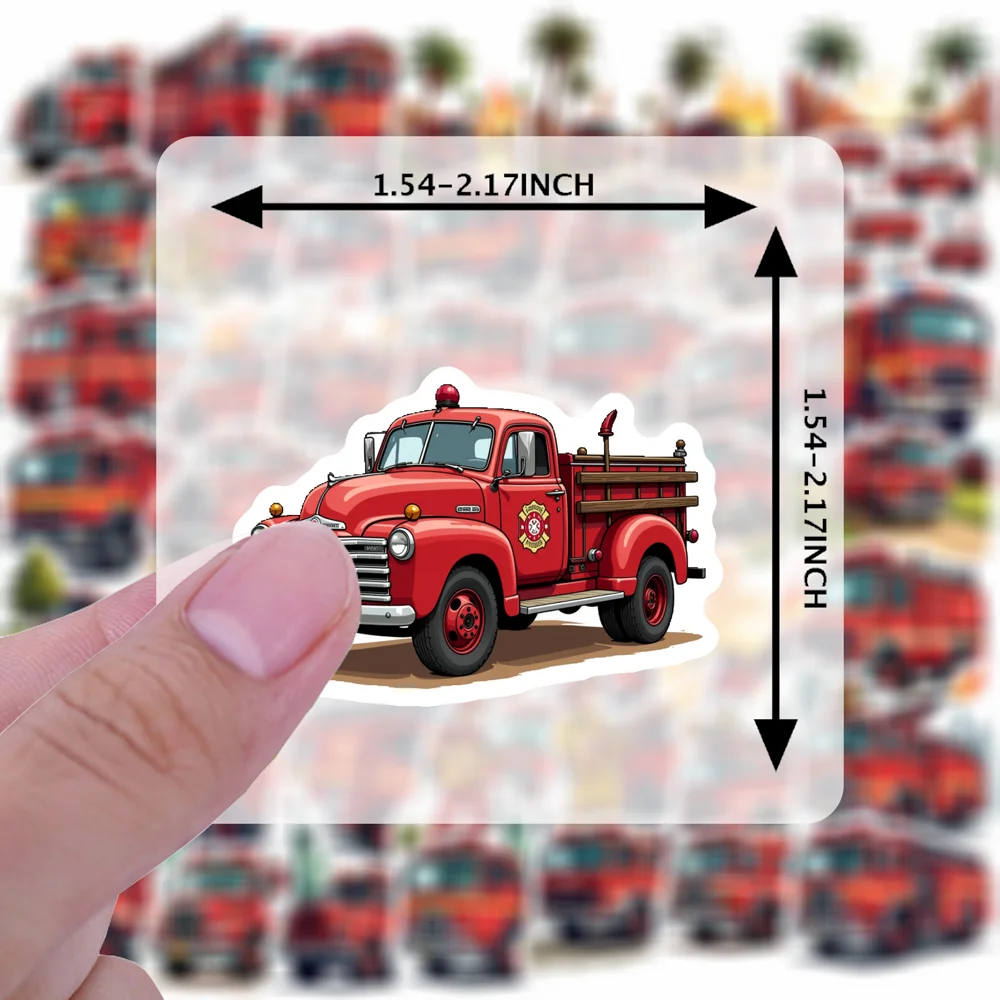 50pcs Fire Truck Stickers Kids Cartoon Vehicle Animal Holiday Stickers Car Bicycle Laptop Skateboard School Supplies For Kids