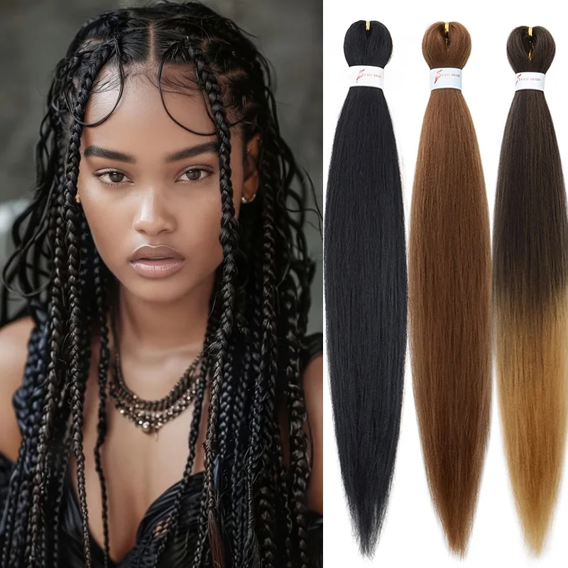 20/26Inch Soft Synthetic Pre-stretched EZ Braiding Hair Extension Low Temperature Fiber Hairpiece for Women Easy to Style