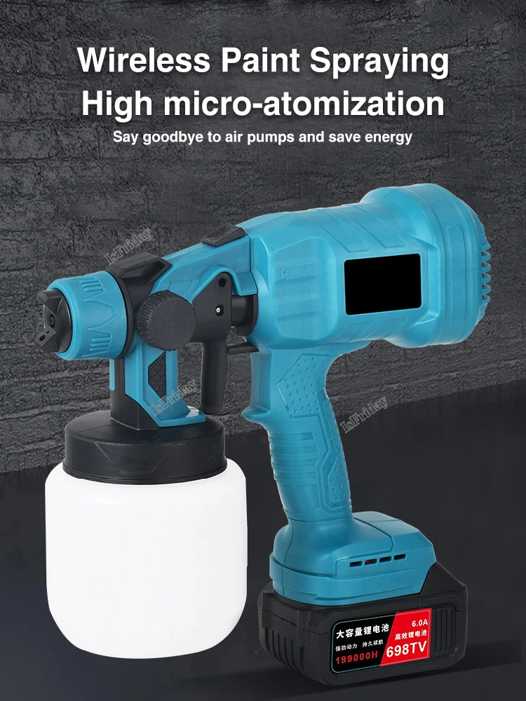 Cordless Electric Spray Gun Paint Sprayer 1.0/1.5/1.8/2.0/2.5mm 5 Nozzle Flow Control Airbrush High Power Paint Sprayer Airbrus