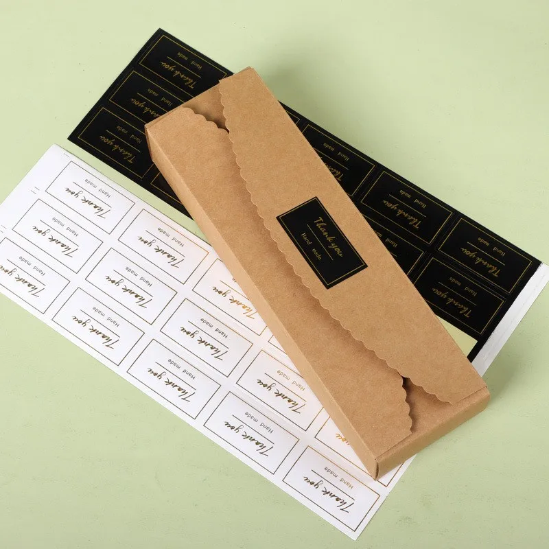 

75Pcs Thank You Hand Made White Black Hot Stamping Rectangular Shape Adhesive Seal Sticker Baking Handmade DIY Gift Labels