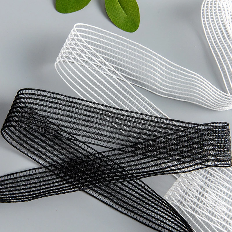5/10 Meter 25mm 30mm 40mm Elastische Band Mesh Stof Wit Zwart voor Kledingstuk Naaien ondergoed Kleding DIY Craft