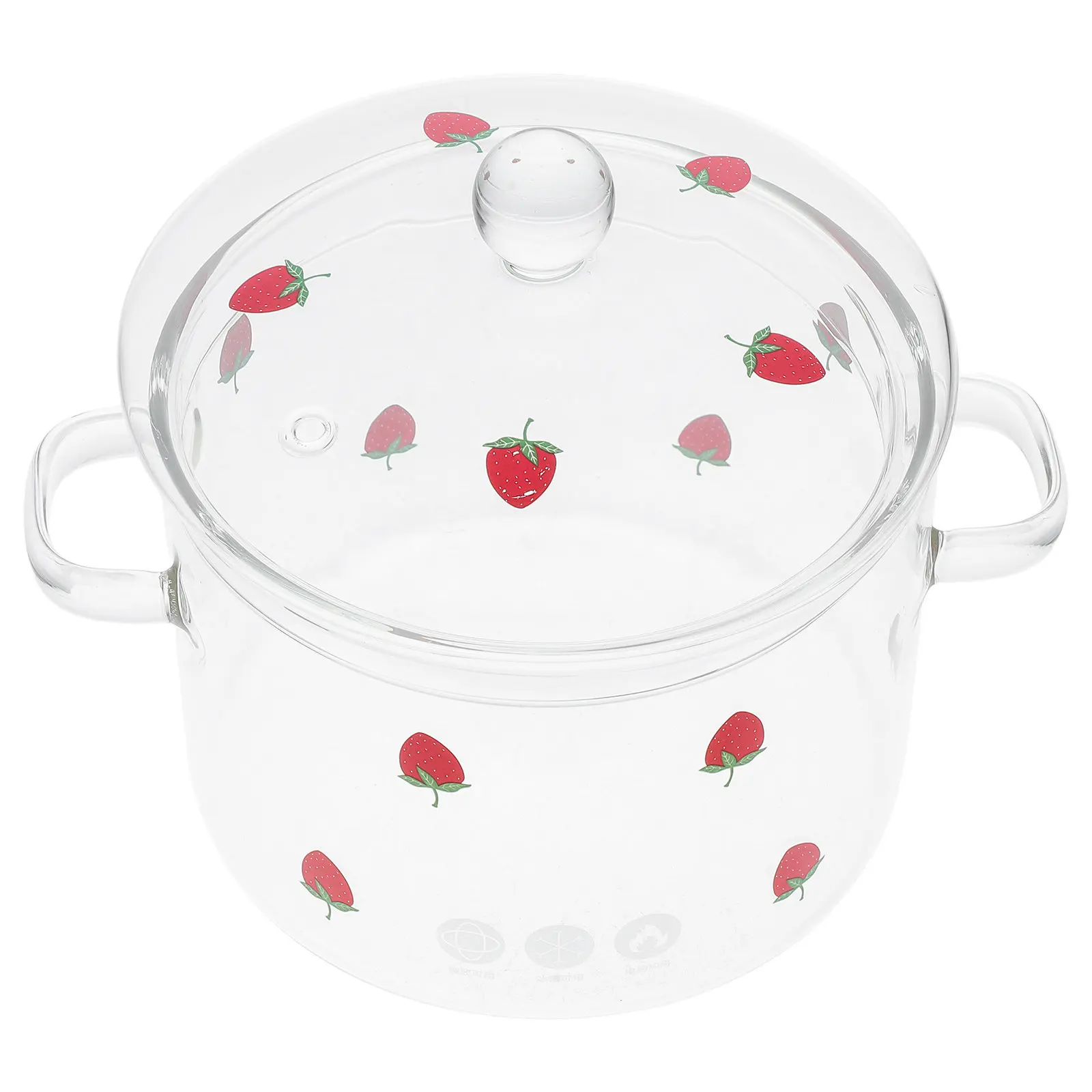 Double Handle Borosilicate Glass Soup Pot 1900Ml Heat Resistant Stove Top Cooking Stewing Simmering Pot Clear Lid