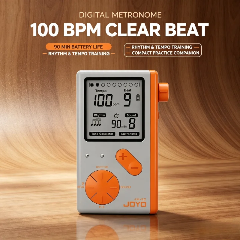 JM-92 Digital Electronic Metronome LED Screen Countdown 9 Rhythms for Guitar Violin Bass Practice Timing Tool