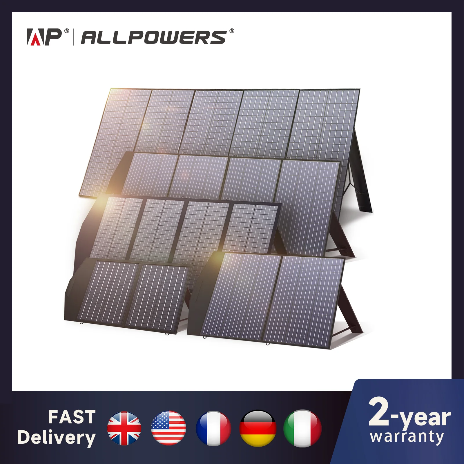 ALLPOWERS 400W / 200W / 140W / 100W / 60W Solar Charger，Portable Waterproof Foldable Solar Panel for Camping RV Garden Roof