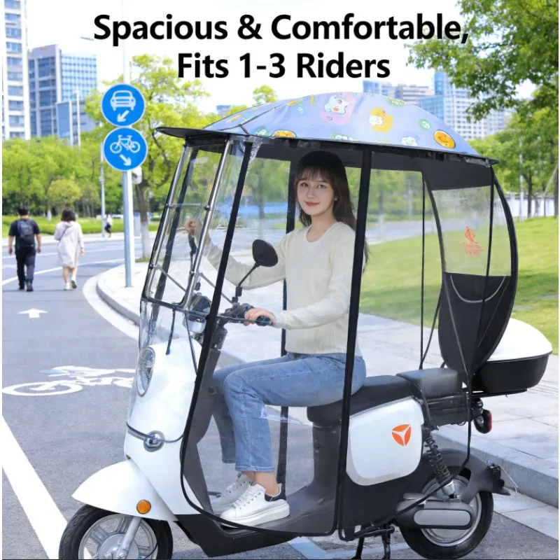 Fully Enveloping Waterproof Electric Scooter Awning Special Ebike Motorcycle Sun Shade Rain Canopy for Outdoor UV Protection