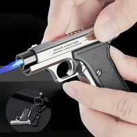 Portable Windproof Pendant Lighter Outdoor Metal Spray Blue Flame Torch Inflatable Lighter Cigarette Accessories Men's Gift