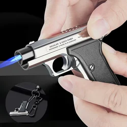 Portable Windproof Pendant Lighter Outdoor Metal Spray Blue Flame Torch Inflatable Lighter Cigarette Accessories Men's Gift