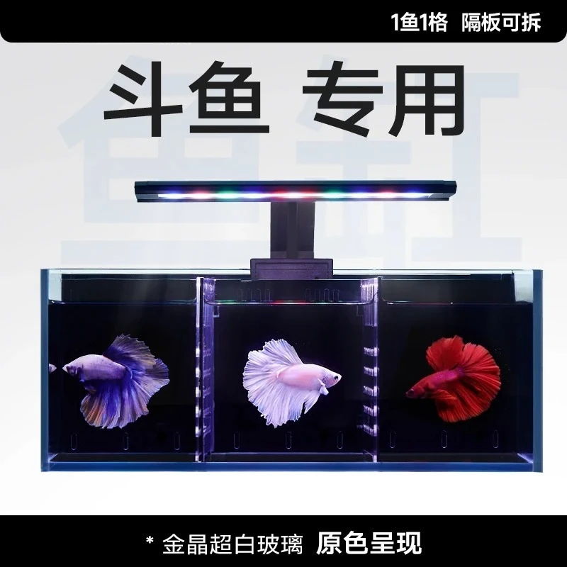 Multi-format Modular Partition Aquarium System Self-cleaning Glass Fish Tank Built-in Filter Small Ecological Water Change
