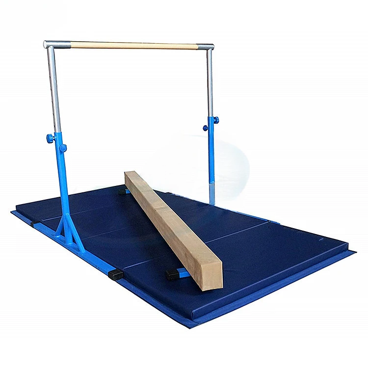 Kids Gymnastics Horizontal Bar With Folding Mats Sets Kids Gym Training Balance Beam Horizontal For