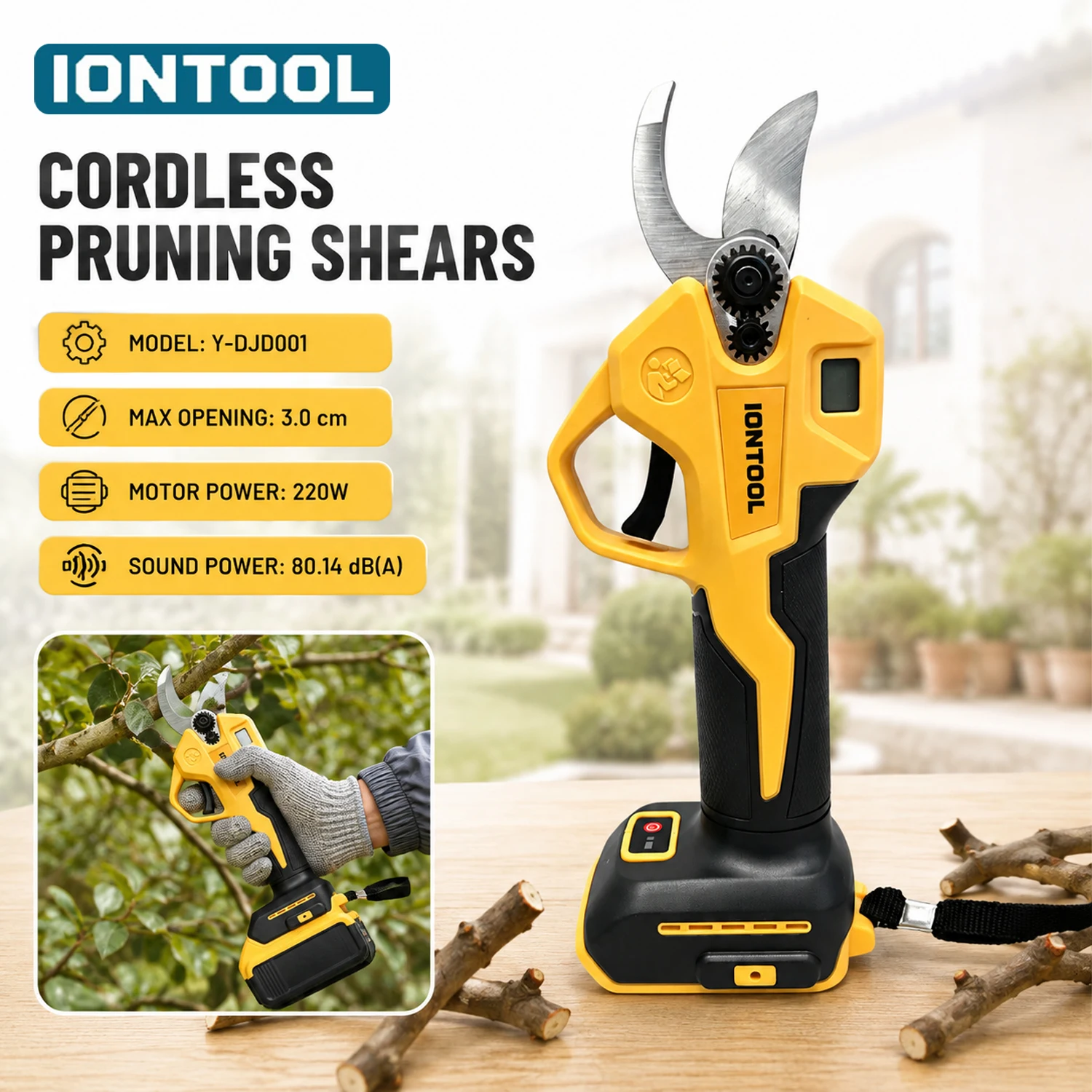 Gardening Tools Yellow - IONTOOL Gunting Pemangkas Tanpa Kabel Tanpa