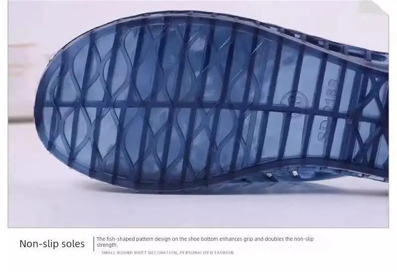 Sandalias de gelatina de cristal para mujer, talla grande, con soporte de plástico, antideslizantes para baño, sandalias de p...