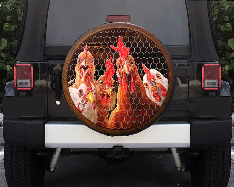 

Funny Face Chicken Spare Tire Cover, Chicken Farm Spare Tire Cover for , Chicken Lover Gift, Funny gifts, Backup C