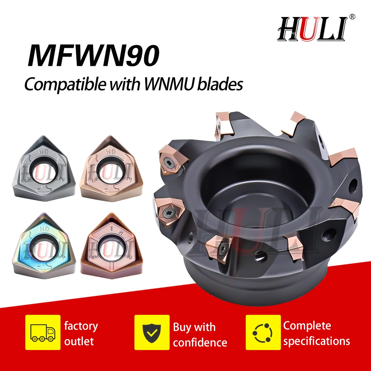 

Fast Feed Milling Cutter Head MFWN90 Right Angle Milling Cutter Disc WNMU080608 Two-sided Open Coarse CNC Lathe Milling Inserts